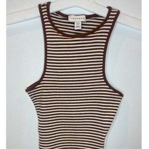 Brown and white stripped tank